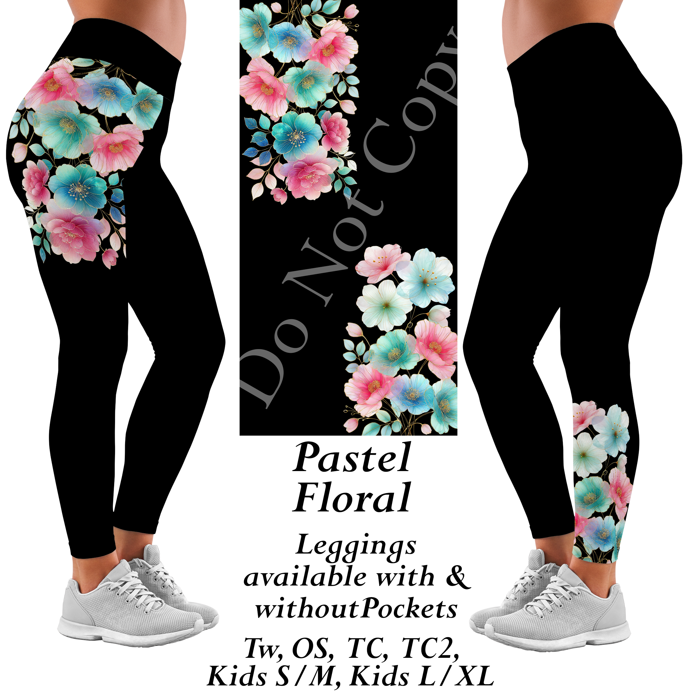 Preorder 1/27 Pastel Floral Leggings Full Length With and Without Pockets